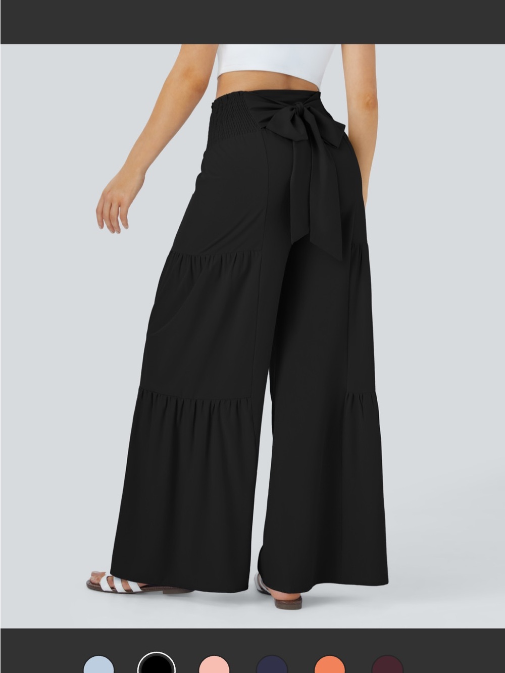 HALARA Black Wide-Leg Tie-Waist Palazzo Pants - Picture 3 of 3